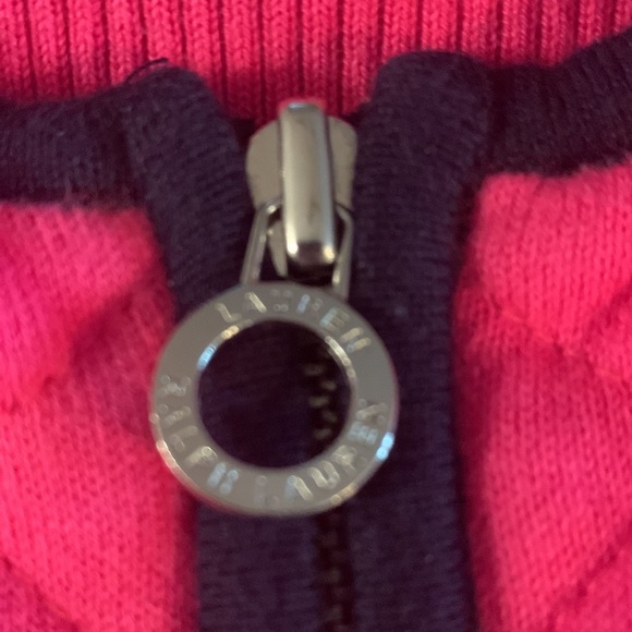 Ralph Lauren gorgeous dark pink with black trim  zip up sweater jacket - Picture 3 of 4